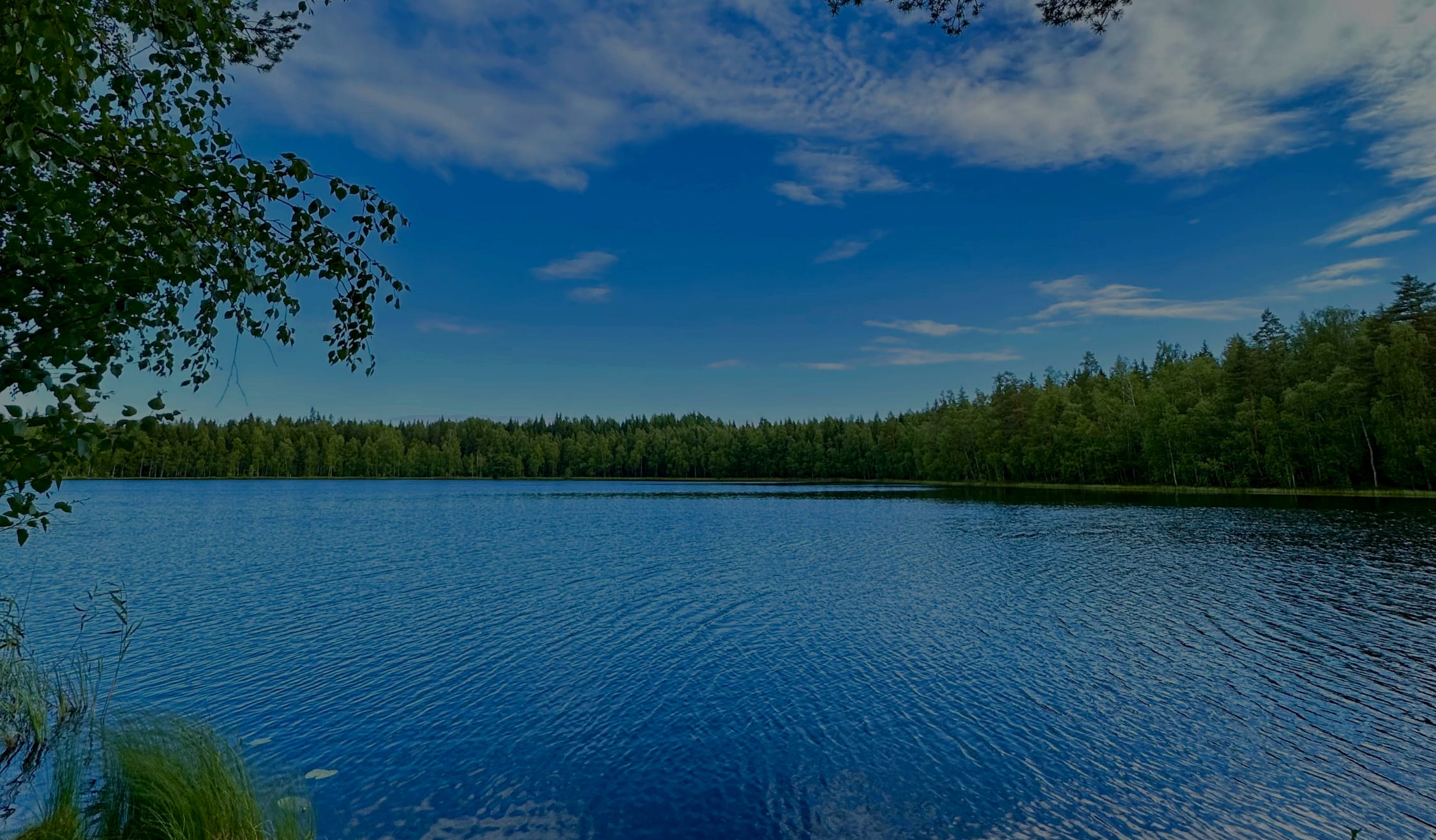 A Finnish lake landscape at the blue hour